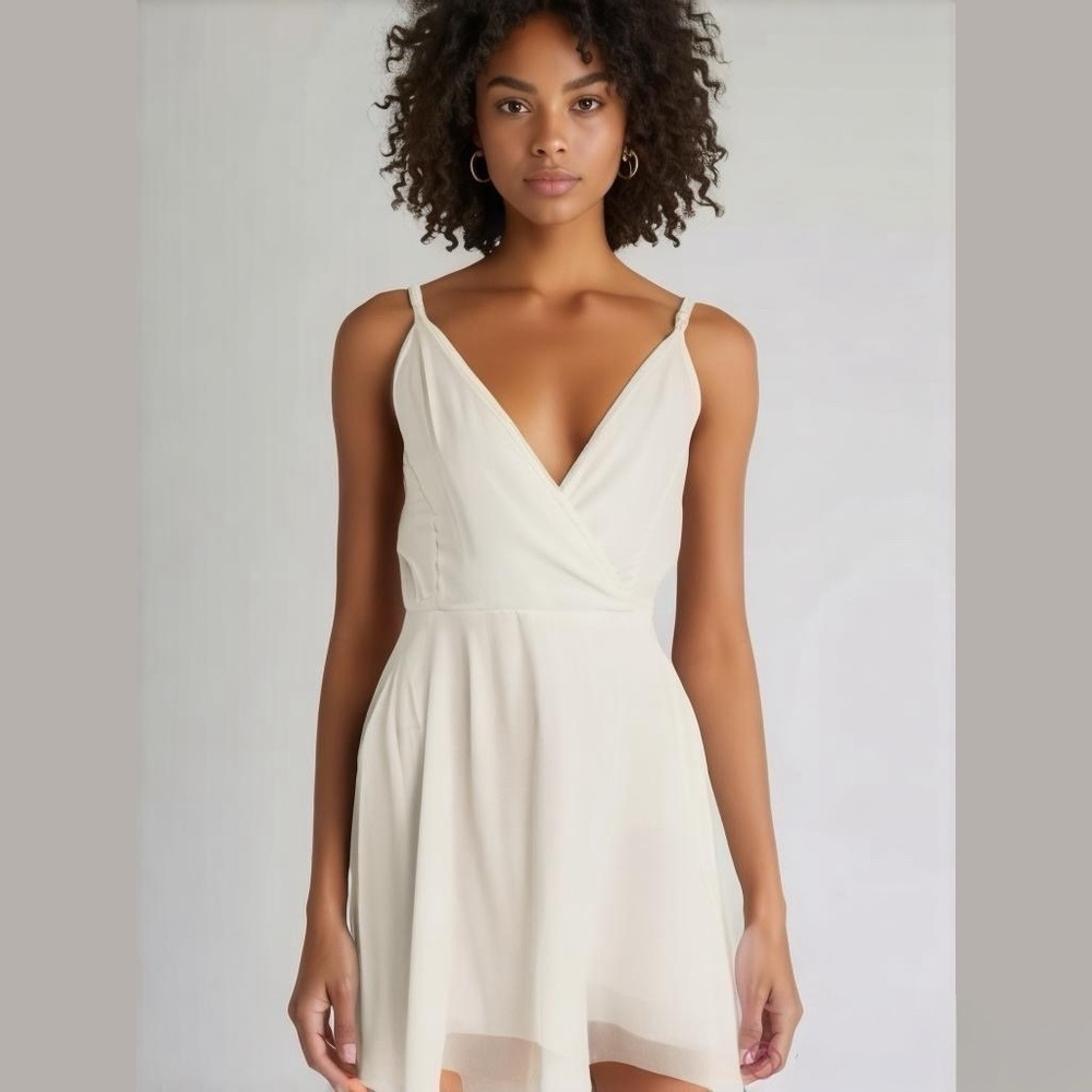 Asos White Cami Wrap Lace Up Back Strappy Mini Dress Size 10 NWT